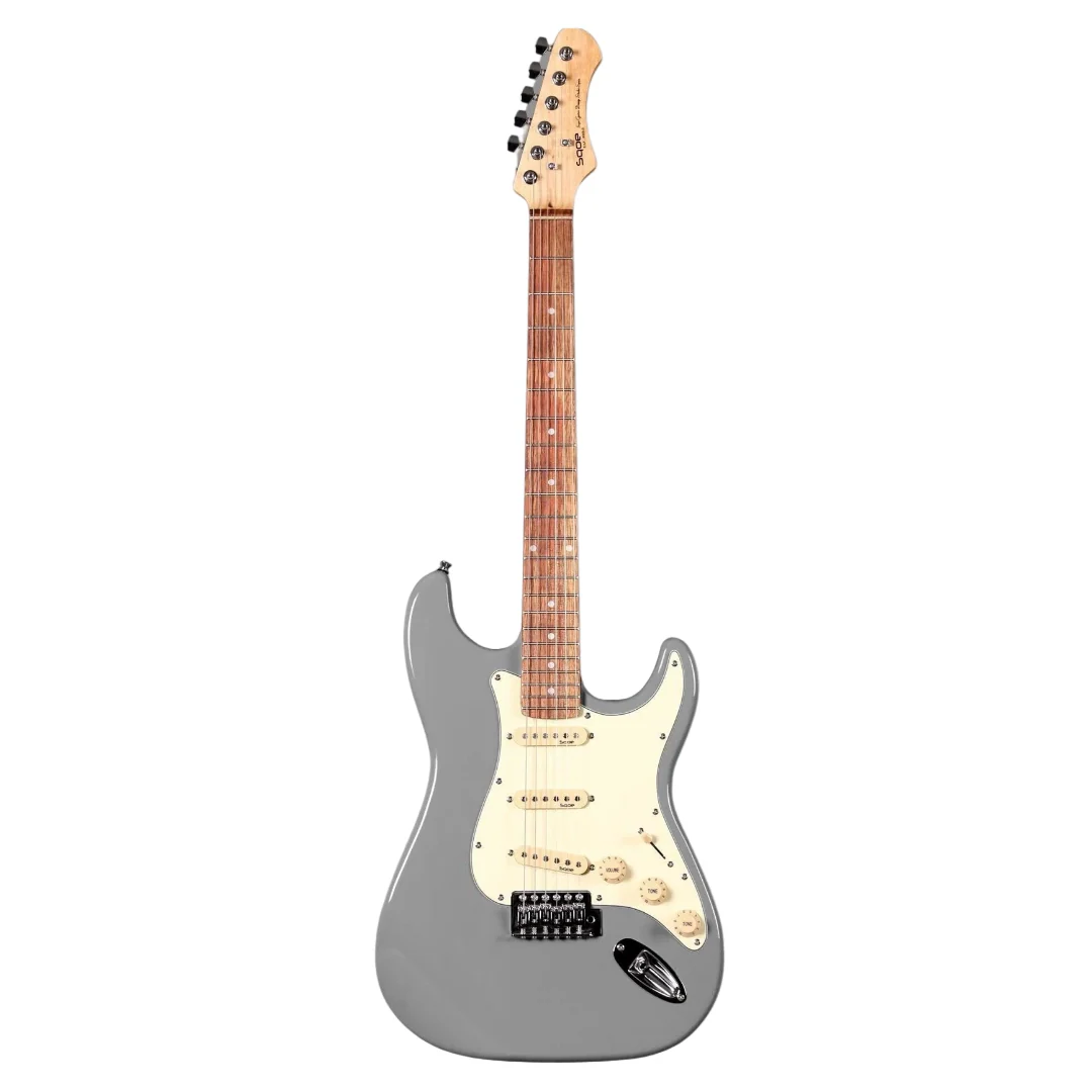 SQOE SEST200 Stratocaster Body SSS Vintage Electric Guitar - Cement Gray - Image 2