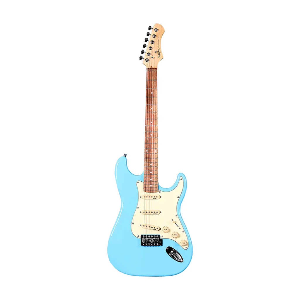 SQOE SEST200 Stratocaster Body SSS Vintage Electric Guitar - Skyblue - Image 2