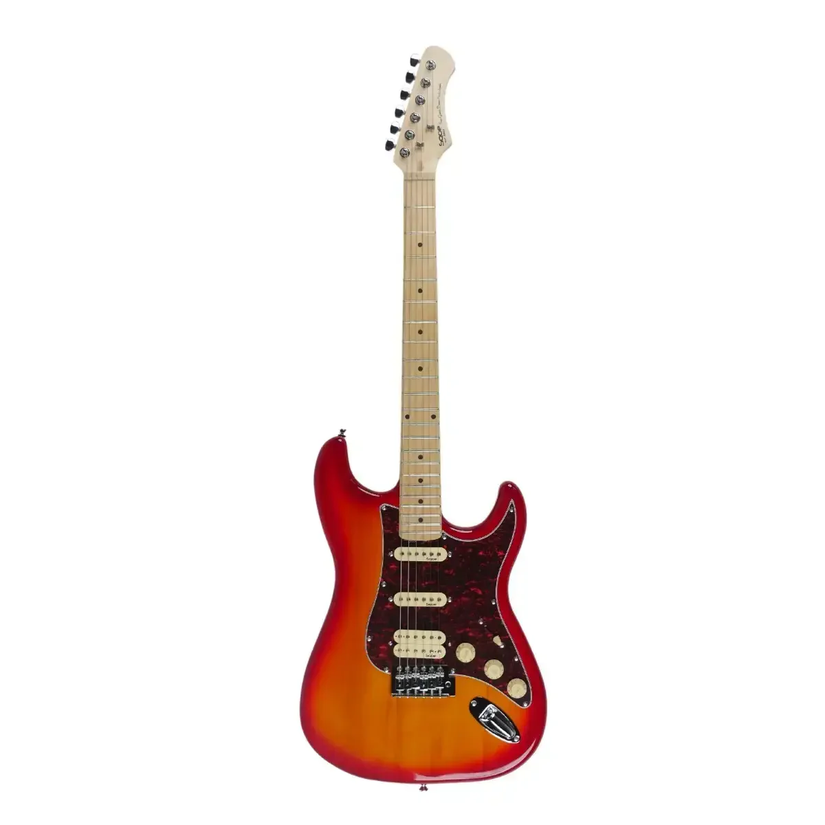SQOE SEST250 ST Series HSS Electric Guitar - Cherry Sunburst - Image 2
