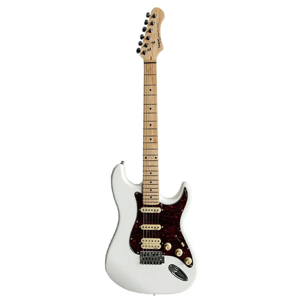SQOE SEST250 ST Series HSS Electric Guitar - White - Image 2