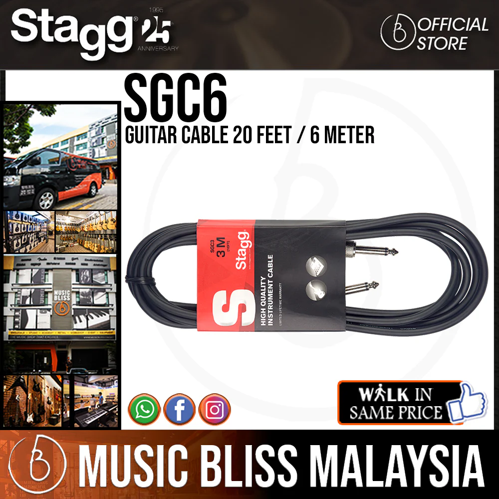 Stagg SGC6 Guitar Cable 20 Feet / 6 Meter