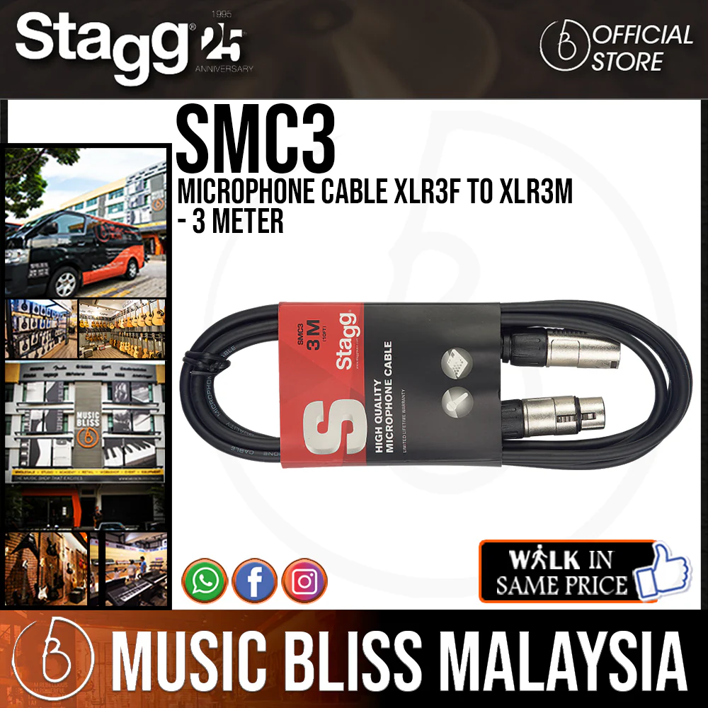 Stagg SMC3 Microphone Cable XLR3F to XLR3M - 3 Meter