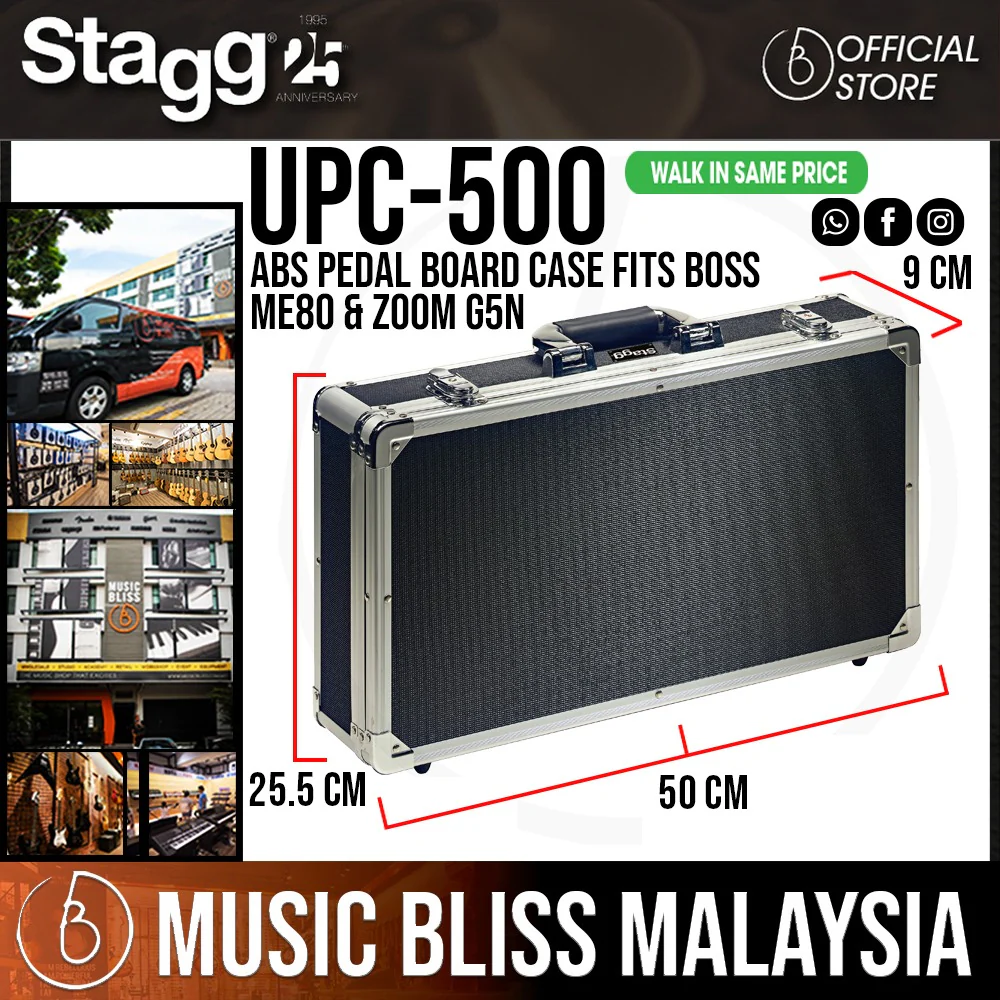 Stagg UPC-500 ABS Pedal Board Case fits Boss ME80 & Zoom G5n