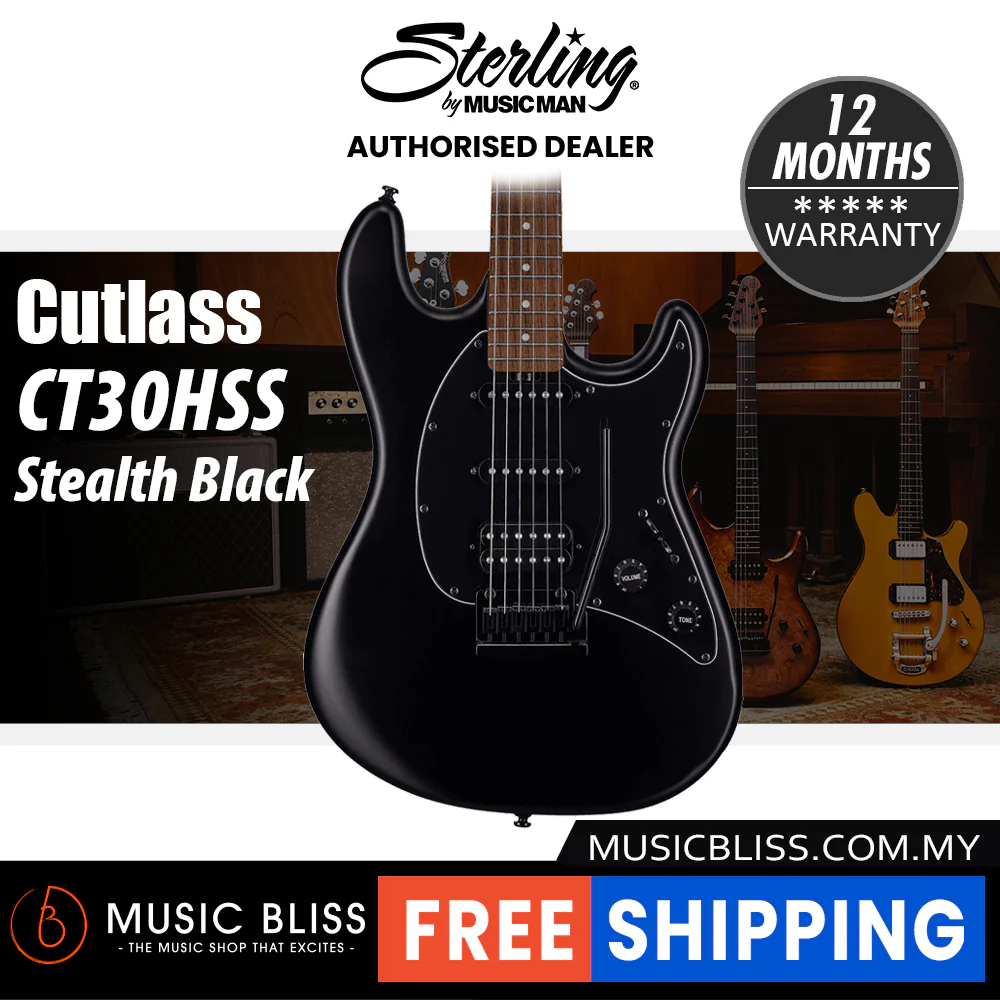 Sterling By Music Man Cutlass CT30HSS Electric Guitar - Stealth Black
