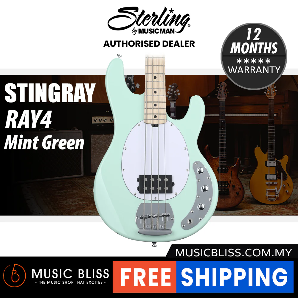Sterling By Music Man StingRay RAY4 Electric Bass Guitar - Mint Green