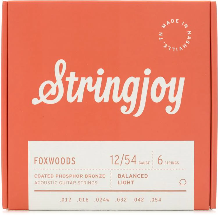 Stringjoy Foxwoods Coated Phosphor Bronze Acoustic Guitar Strings - Light Gauge (.012 - .054)
