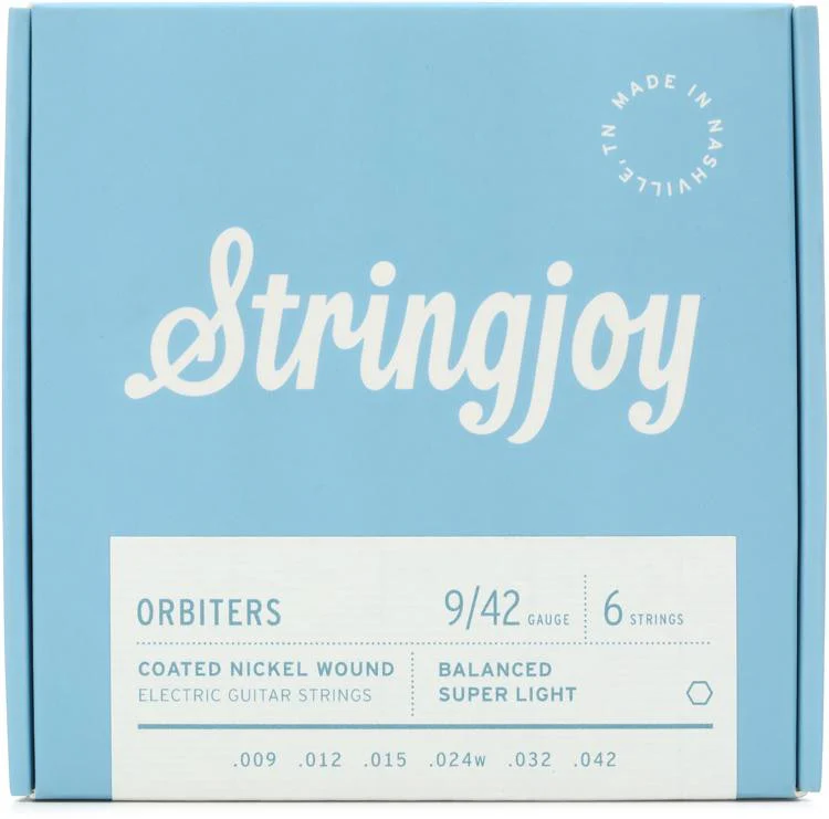 Stringjoy Orbiters Balanced Coated Nickel-wound Electric Guitar Strings - Super Light Gauge (.009 - .042)