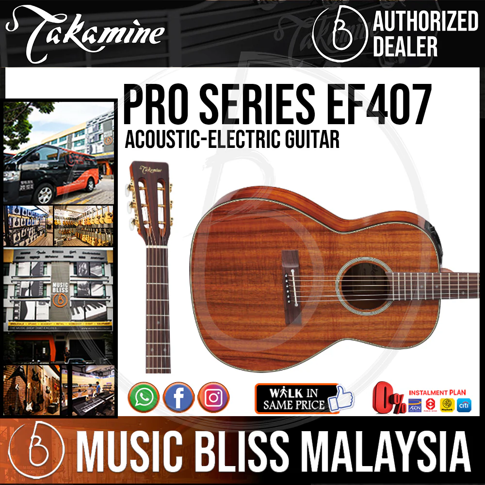 Takamine EF407 - Gloss Natural 6-string Acoustic-Electric Guitar with Hawaiian Koa