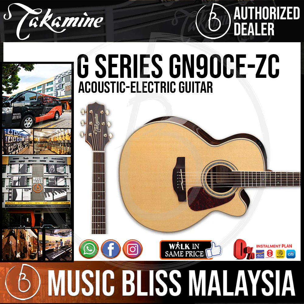 Takamine GN90CE-ZC - Natural 6-string Acoustic-Electric Guitar with Solid Spruce Top, Gig Bag Included