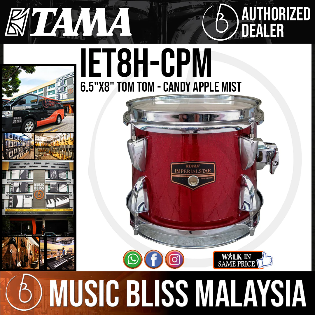 Tama IET8H Imperialstar 6.5"x8" Tom Tom, Candy Apple Mist
