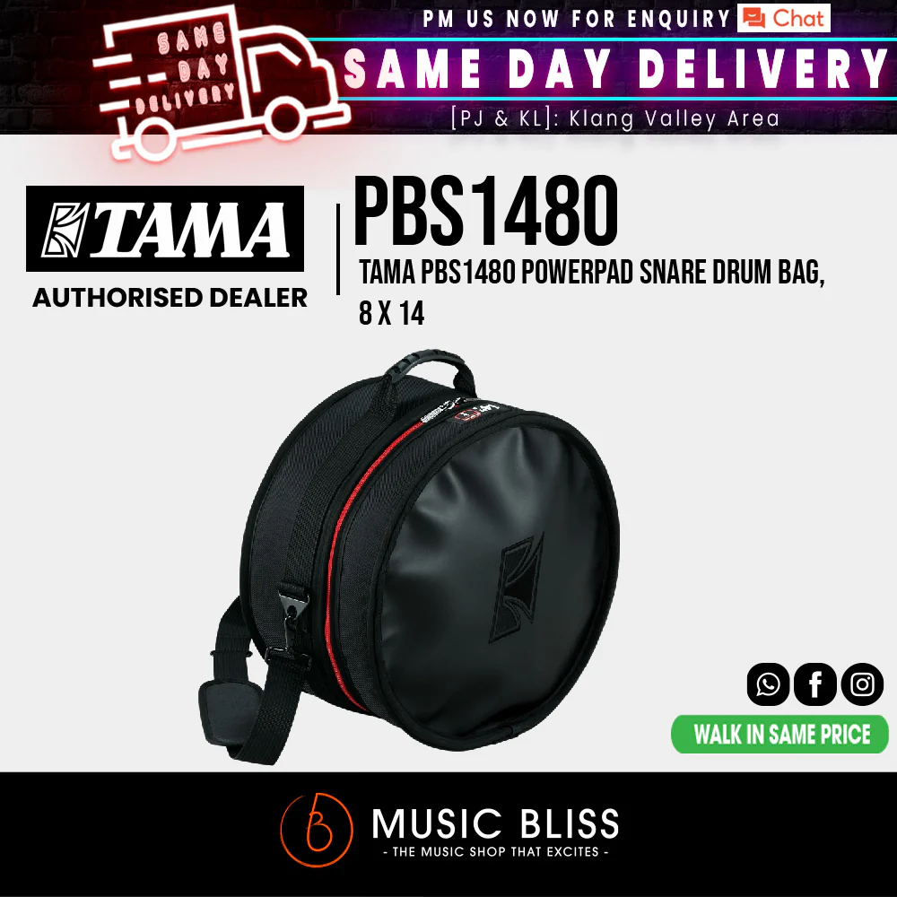 Tama PBS1480 PowerPad Snare Drum Bag, 8″ x 14
