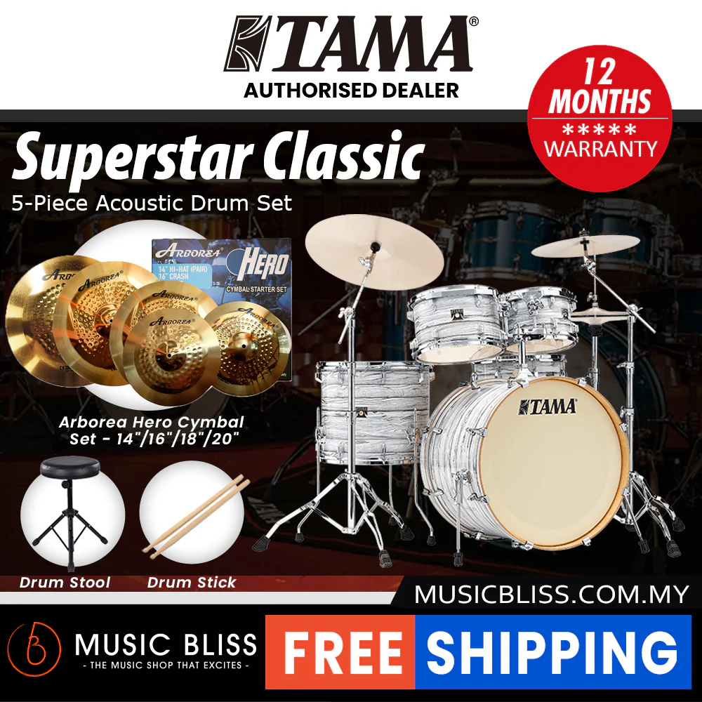 Tama Superstar Classic 5-piece Shell Pack - 22 Inch Bass Drum - Ice Ash Wrap - Image 10