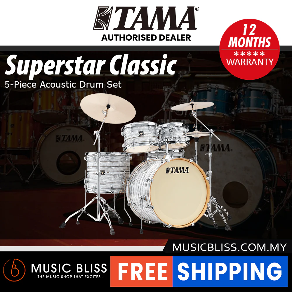 Tama Superstar Classic 5-piece Shell Pack - 22 Inch Bass Drum - Ice Ash Wrap - Image 2