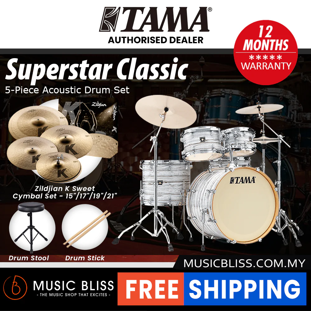 Tama Superstar Classic 5-piece Shell Pack - 22 Inch Bass Drum - Ice Ash Wrap - Image 9