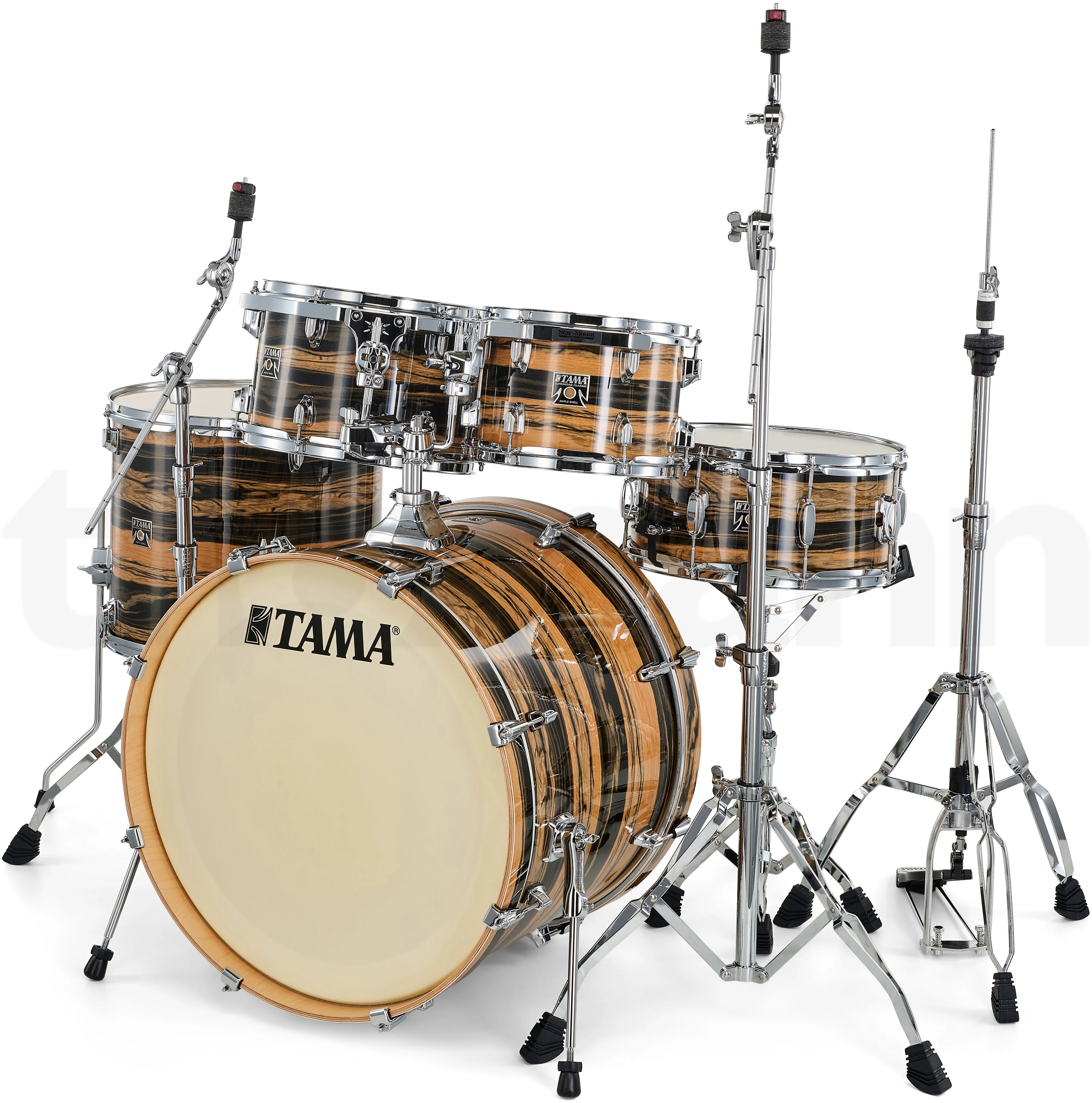 Tama Superstar Classic 5-piece Shell Pack - 22 Inch Bass Drum - Nat Ebony Tiger Wrap - Image 11