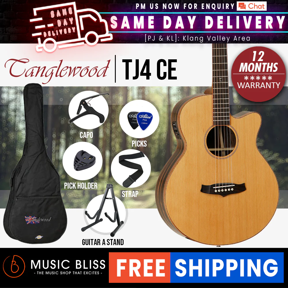Tanglewood TJ4 CE Java Series Super Folk Acoustic-Electric Guitar with Solid Cedar Top