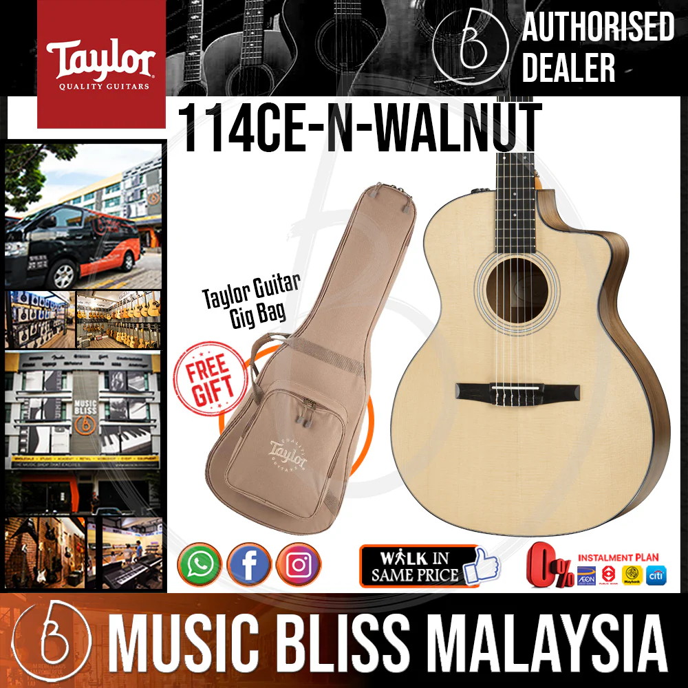 Taylor 114ce-N - Layered Walnut back and sides with Bag