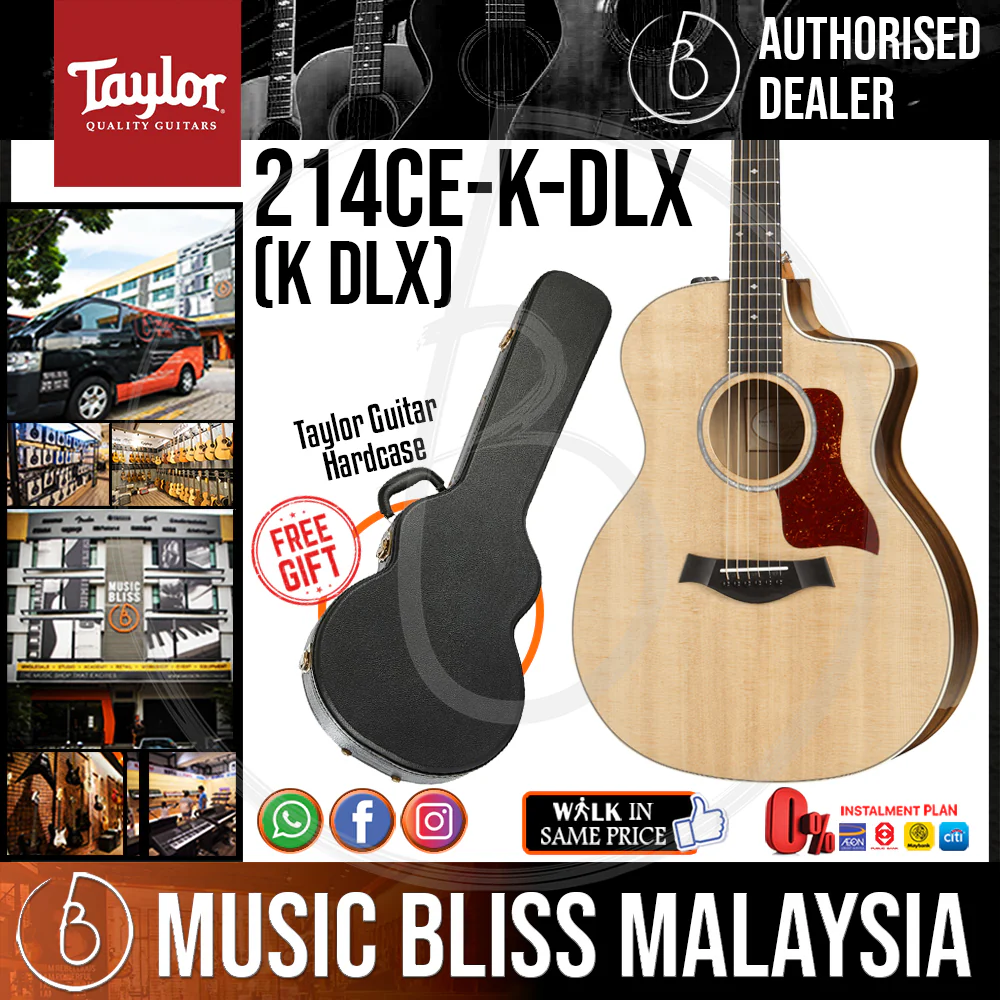 Taylor 214ce Deluxe - Natural w/ Layered Koa Back & Sides with Hardcase