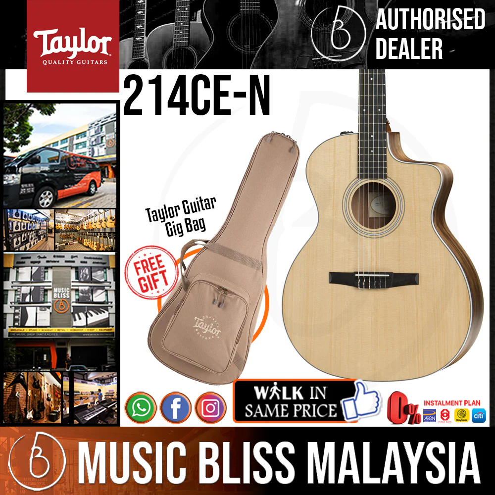 Taylor 214ce-N Nylon Acoustic-Electric Guitar with Bag - Natural