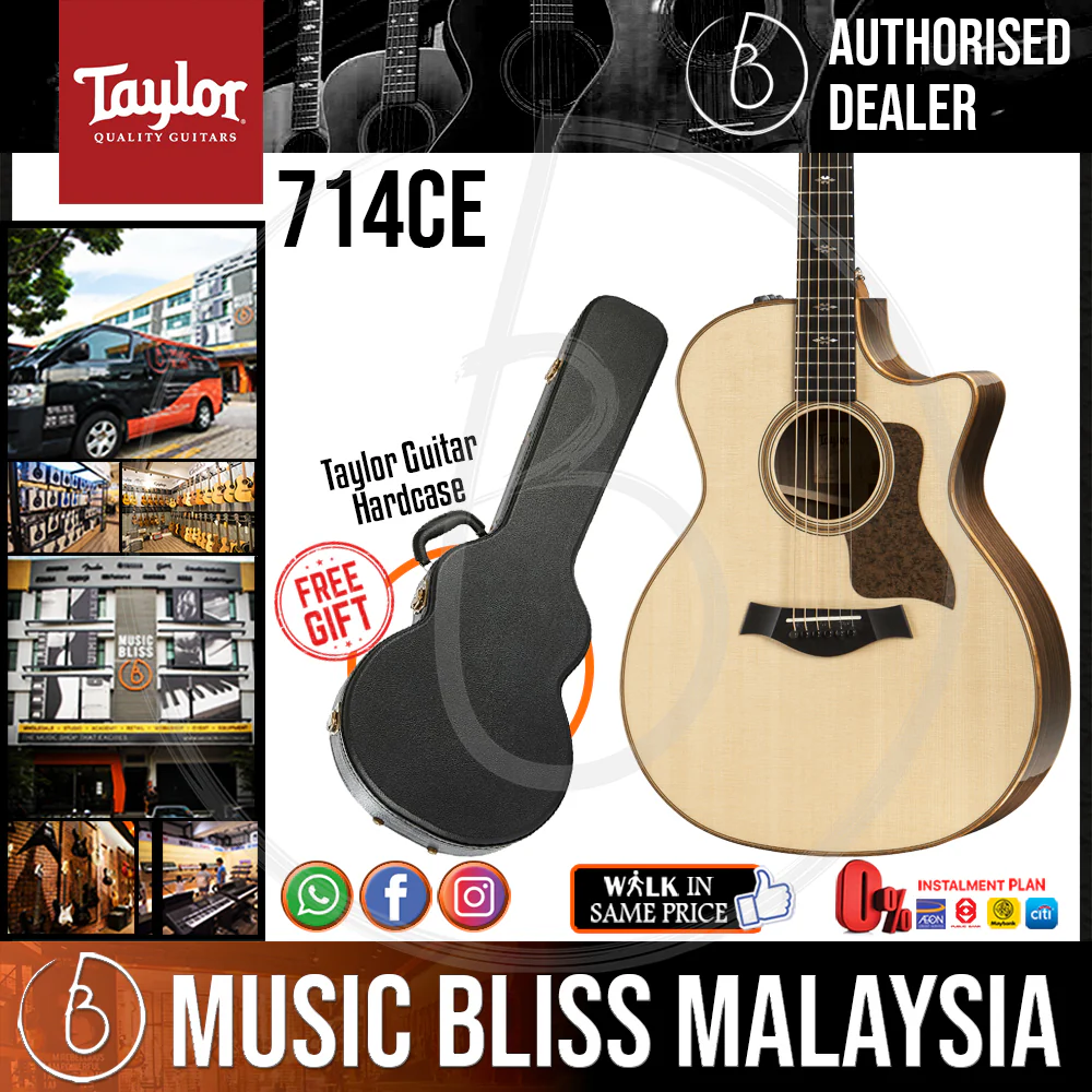 Taylor 714ce V-Class Grand Auditorium Cutaway - Natural Lutz Spruce Top with Hardcase