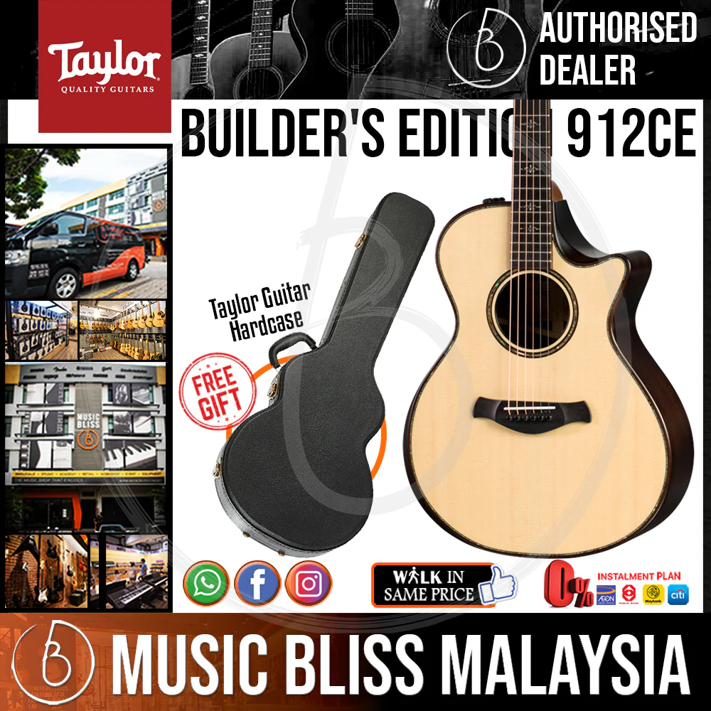 Taylor 912ce Builder's Edition 6-string Acoustic-electric Guitar with Hardcase - Natural