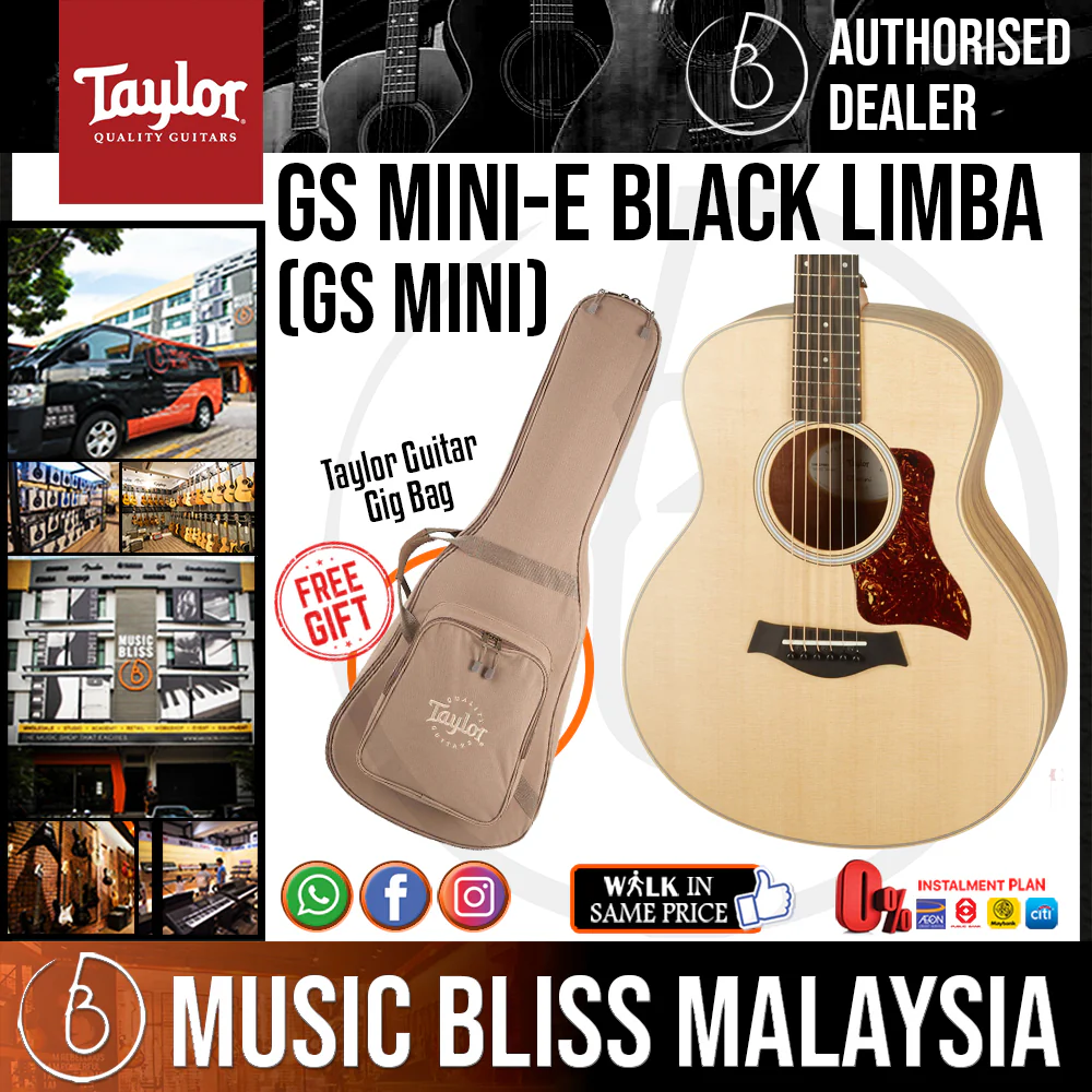 Taylor GS Mini-e Black Limba Limited Edition Acoustic Guitar with Bag
