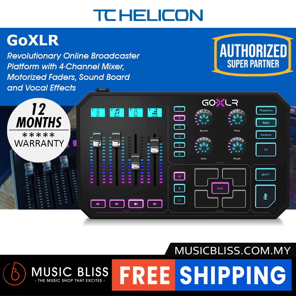 TC-Helicon Go XLR Mixer, Sampler, & Voice FX for Streamers, Best for HyperX Cloud Revolver S, SteelSeries Arctis Pro, Beyerdynamic Custom Game, Razer Nari Ultimate, Astro A20 & More, Best XLR Mixer for Gaming Streamers
