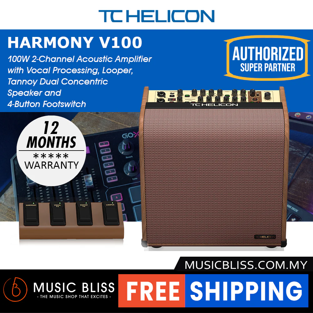 TC-Helicon Harmony V100 100-watt 2-channel Acoustic Amplifier