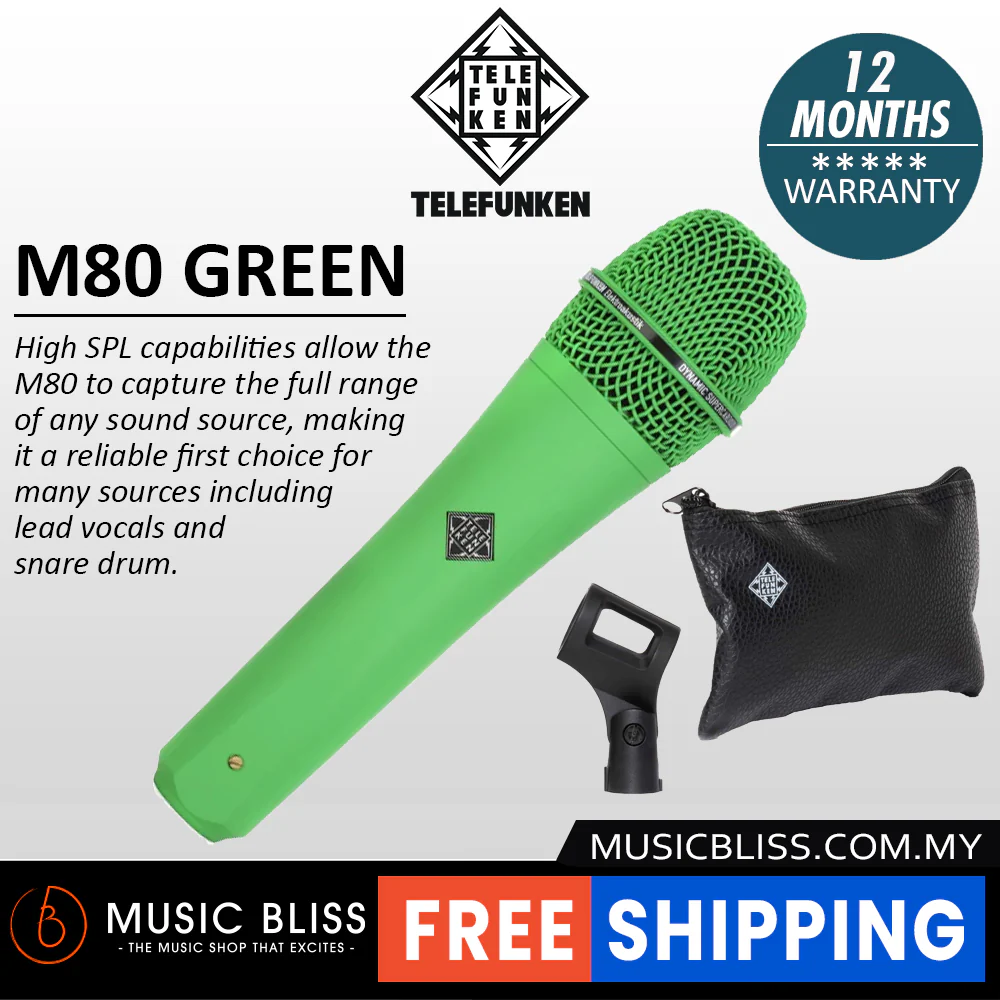 Telefunken M80 Supercardioid Dynamic Handheld Vocal Microphone - Green