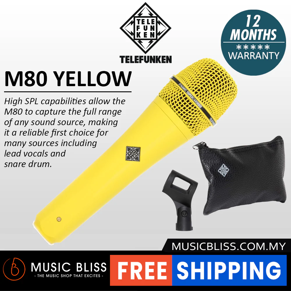 Telefunken M80 Supercardioid Dynamic Handheld Vocal Microphone - Yellow