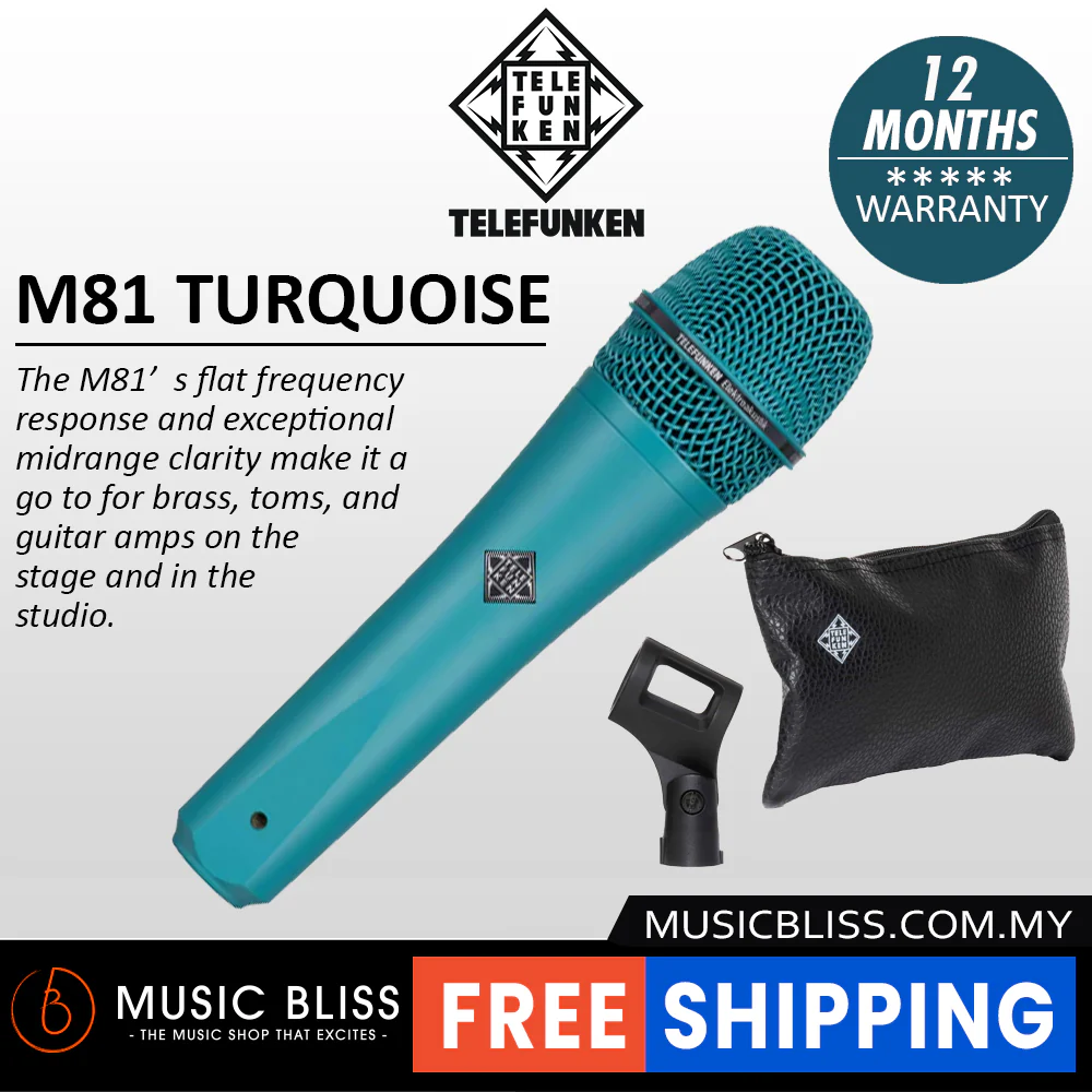Telefunken M81 Supercardioid Dynamic Handheld Vocal Microphone - Turquoise