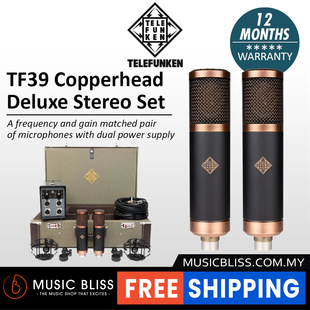 Telefunken TF39 Copperhead Deluxe Stereo Set Large-diaphragm Tube Condenser Microphone
