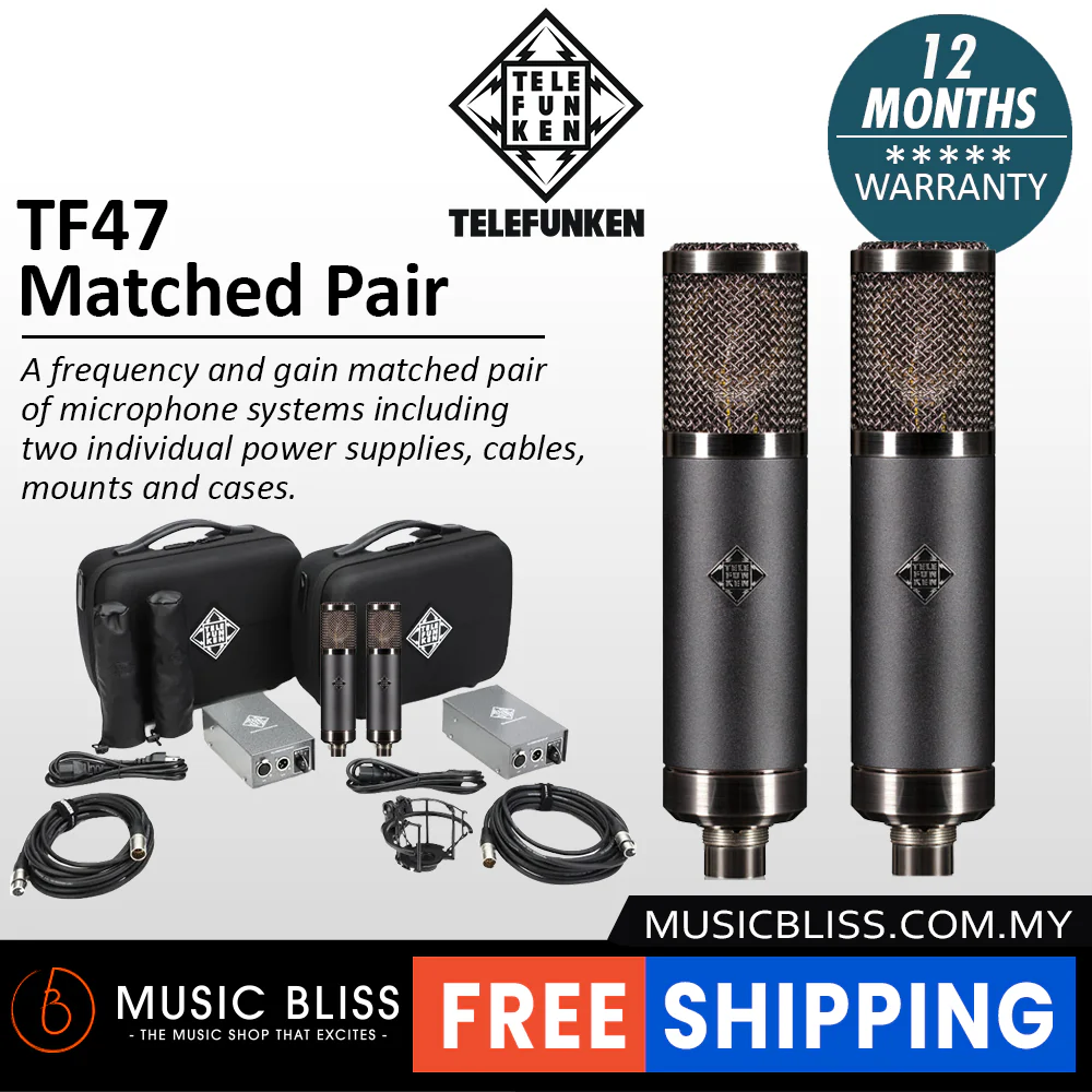 Telefunken TF47 Matched Pair Large-diaphragm Tube Condenser Microphone