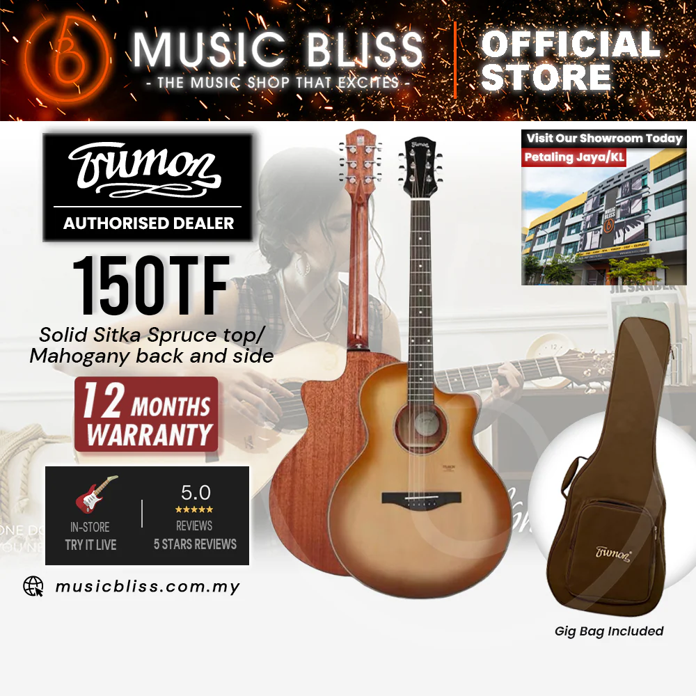 Trumon 150 TF Solid Sitka Spruce top/Mahogany back and side Acoustic Guitar with Pickup - Smoky Sunset Gradient