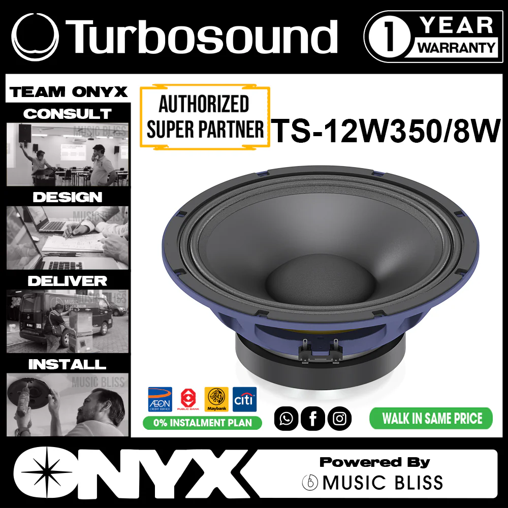 Turbosound TS-12W350/8W 350W 12" Low Frequency Loudspeaker for PA Applications
