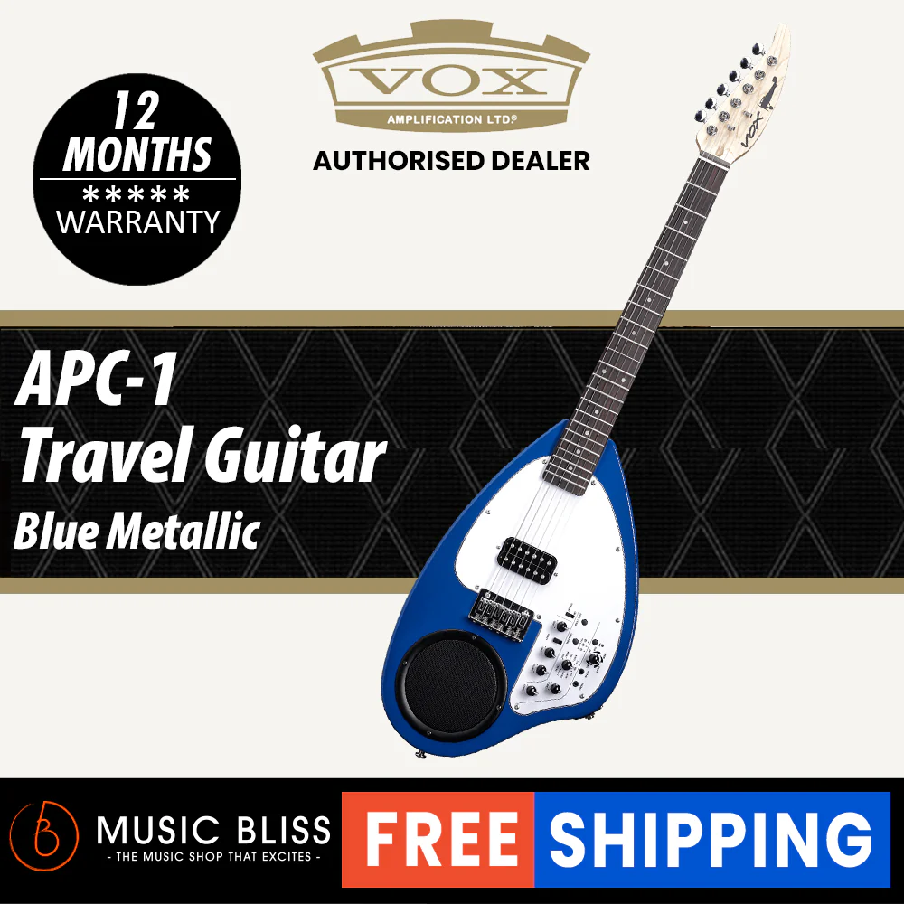 Vox APC-1 Electric Travel Guitar with Built In Amp & Rhythm - Blue Metallic
