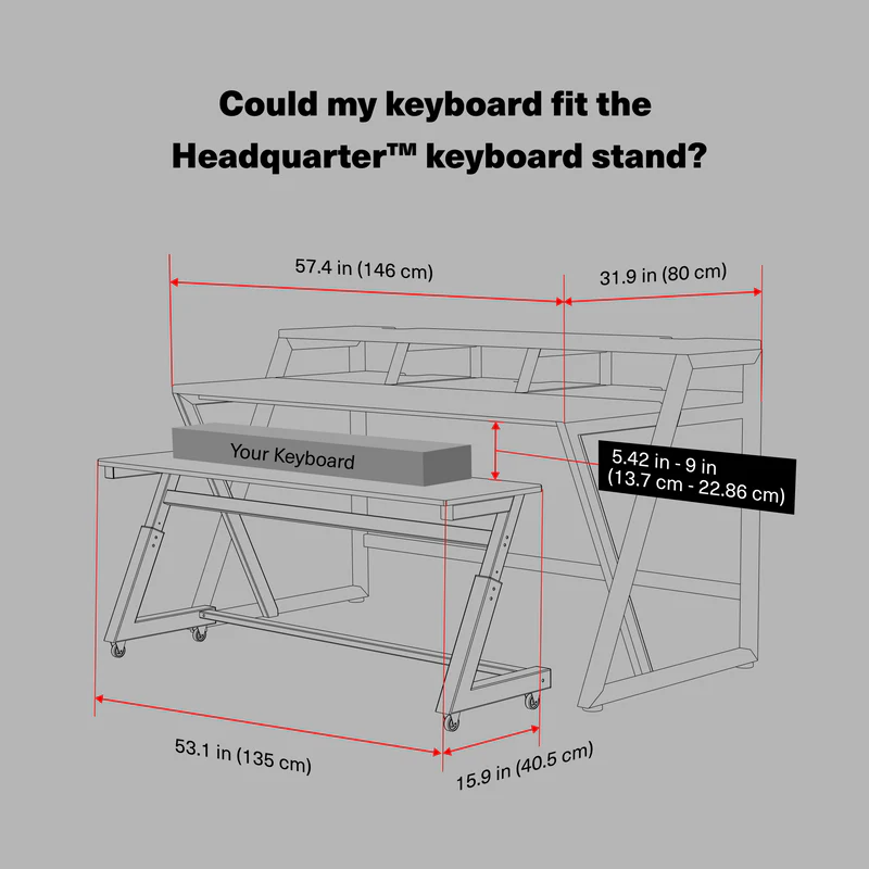 Wavebone Headquarter Studio Workstation Desk with Height Adjustable Z-Shaped Keyboard Desk (Black) - Image 5