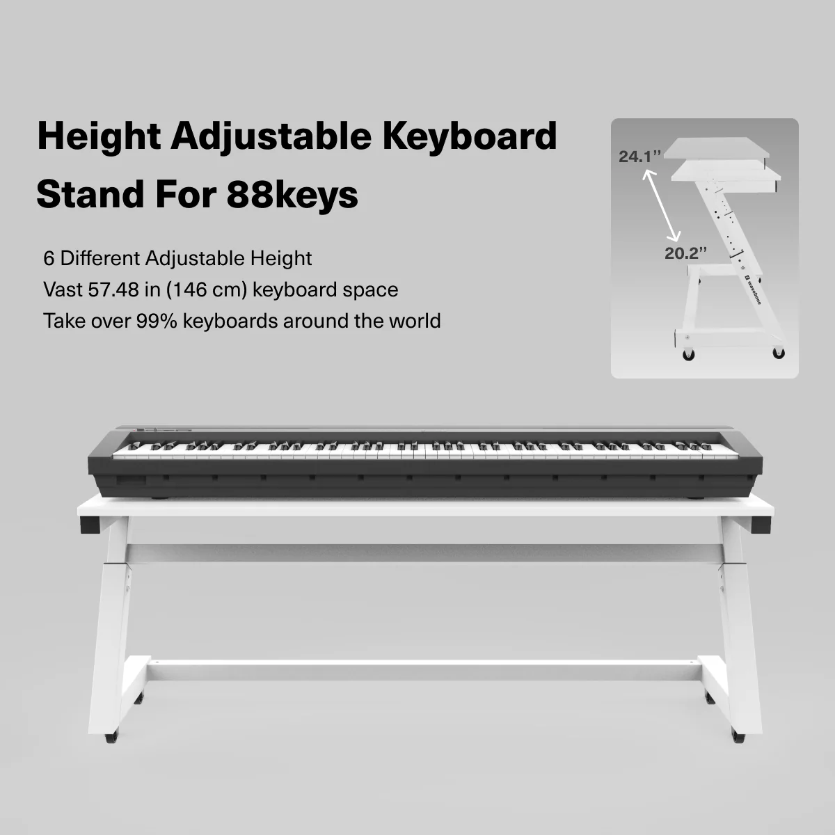 Wavebone Headquarter Studio Workstation Desk with Height Adjustable Z-Shaped Keyboard Desk (White) - Image 5