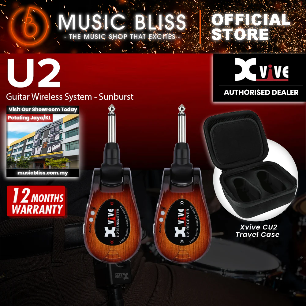 Xvive U2 2.4Ghz Digital Wireless Guitar System - 3 Tone Sunburst - Image 2