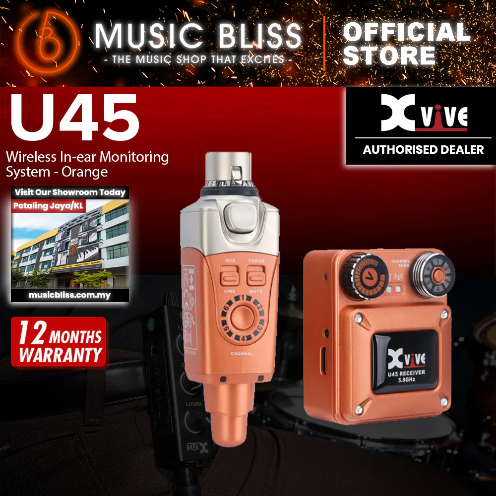 Xvive U45 5.8GHz Wireless In-Ear Monitoring System With Ultra-Low Latency - Orange