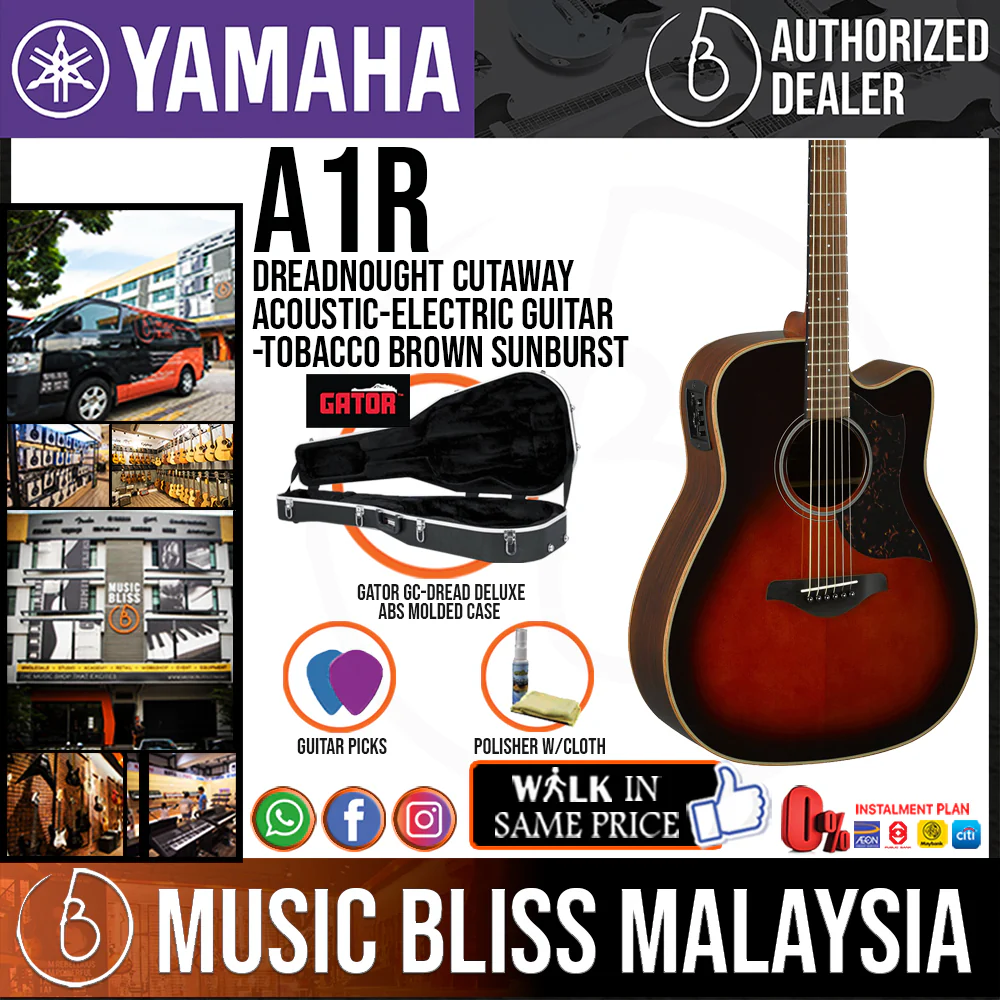 Yamaha A1R Dreadnought Cutaway Acoustic-Electric Guitar - Image 2