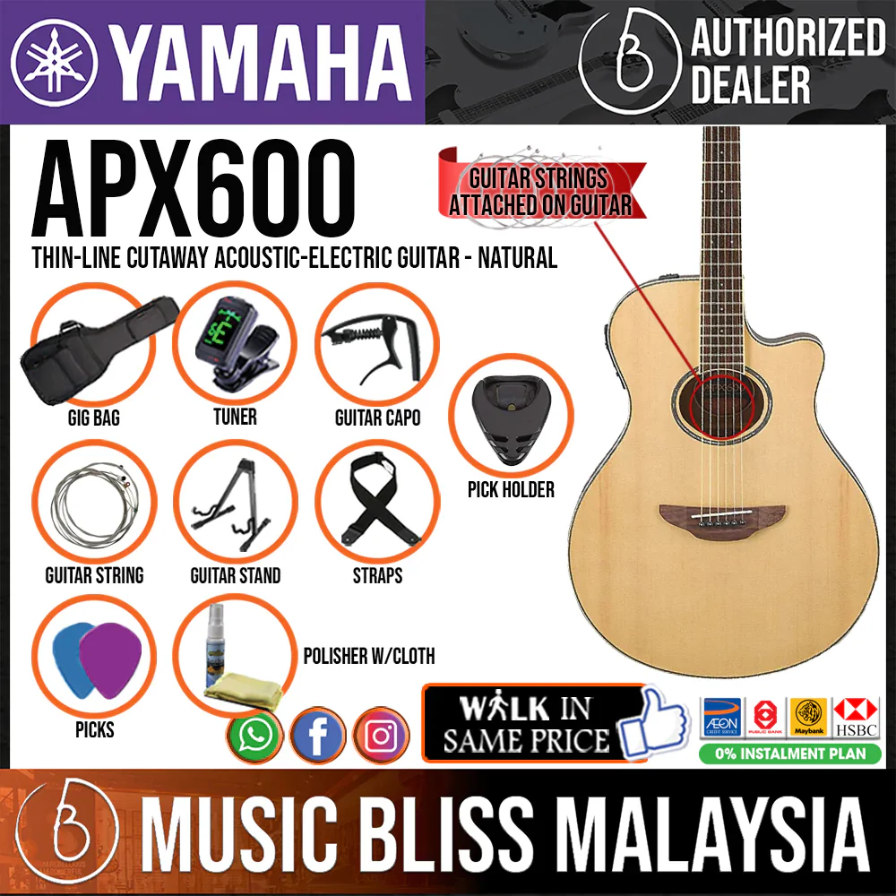 Yamaha APX600 Thin-line Cutaway Acoustic-Electric Guitar