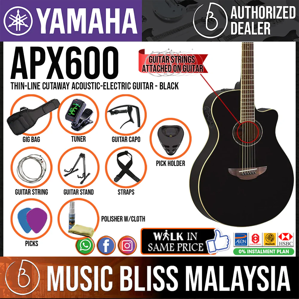 Yamaha APX600 Thin-line Cutaway Acoustic-Electric Guitar - Image 2