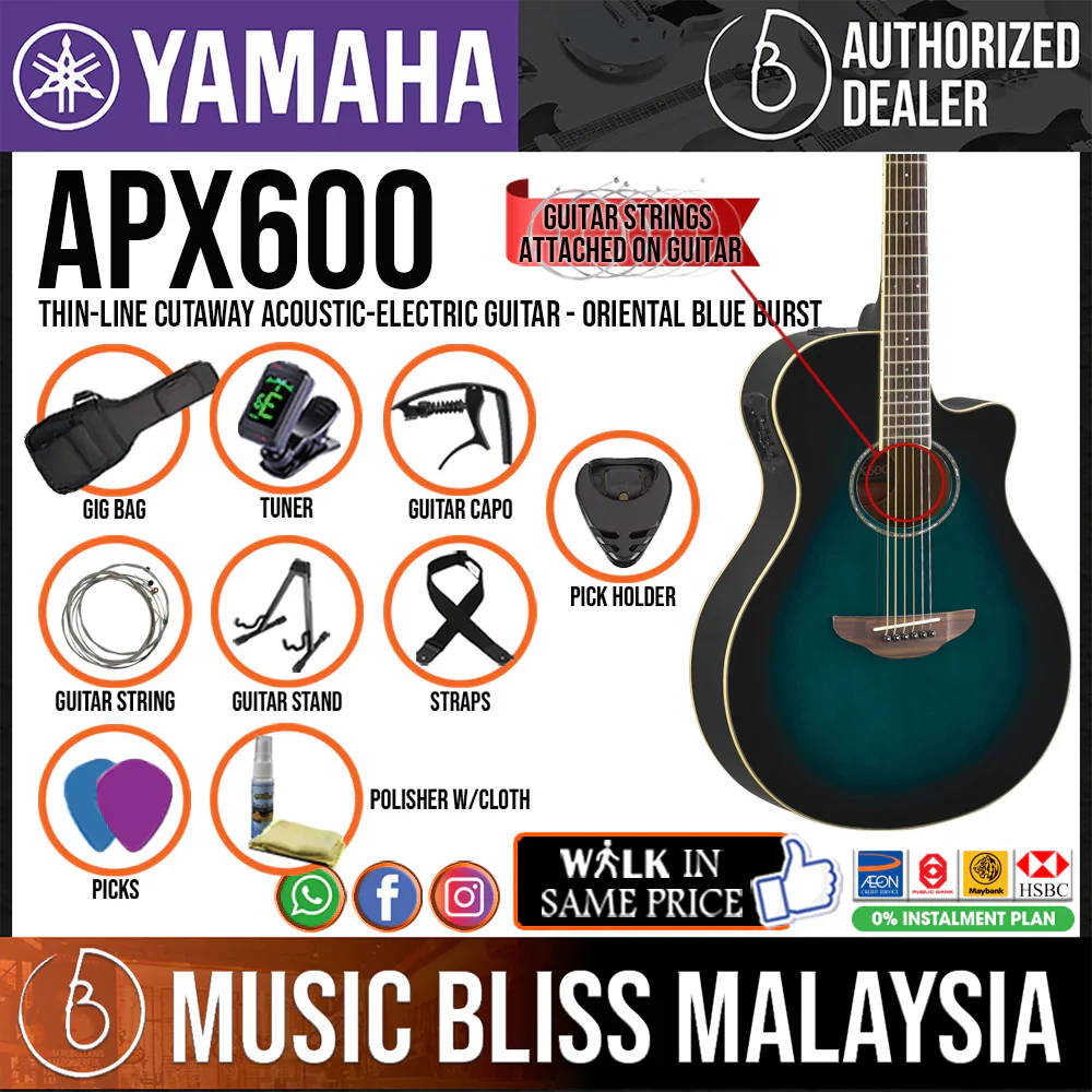 Yamaha APX600 Thin-line Cutaway Acoustic-Electric Guitar - Image 5