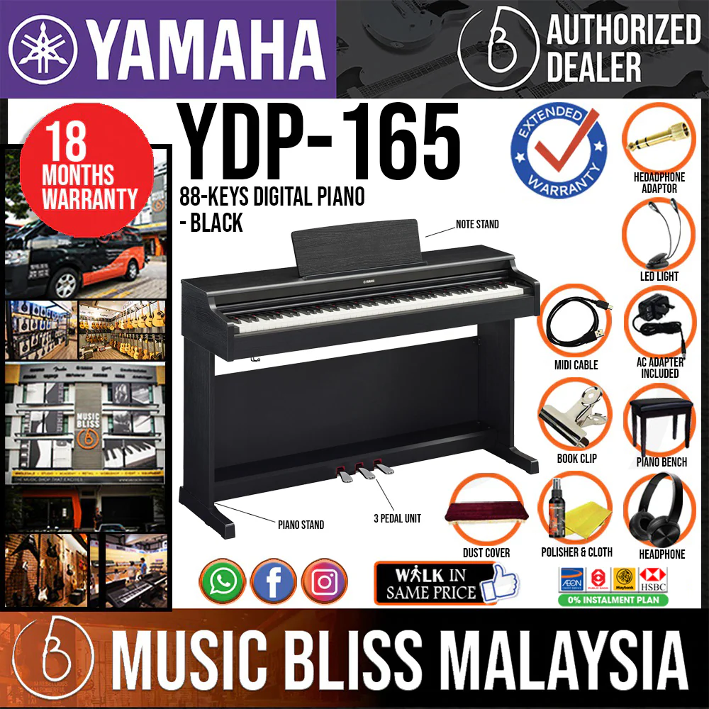 Yamaha Arius YDP-165 88-Keys Digital Piano with FREE Bench - Black - Image 2