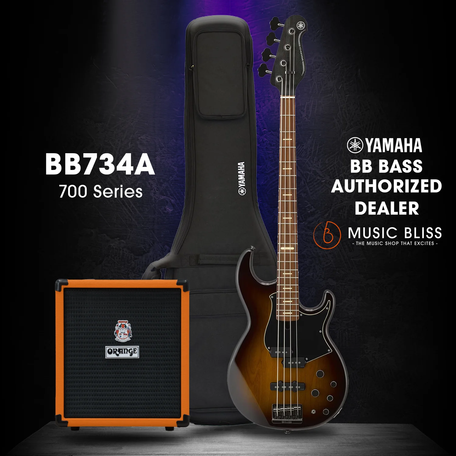 Yamaha BB734A 4-string Electric Bass Guitar - Matte Translucent Black / Dark Coffee Sunburst / Indigo Blue - Image 2