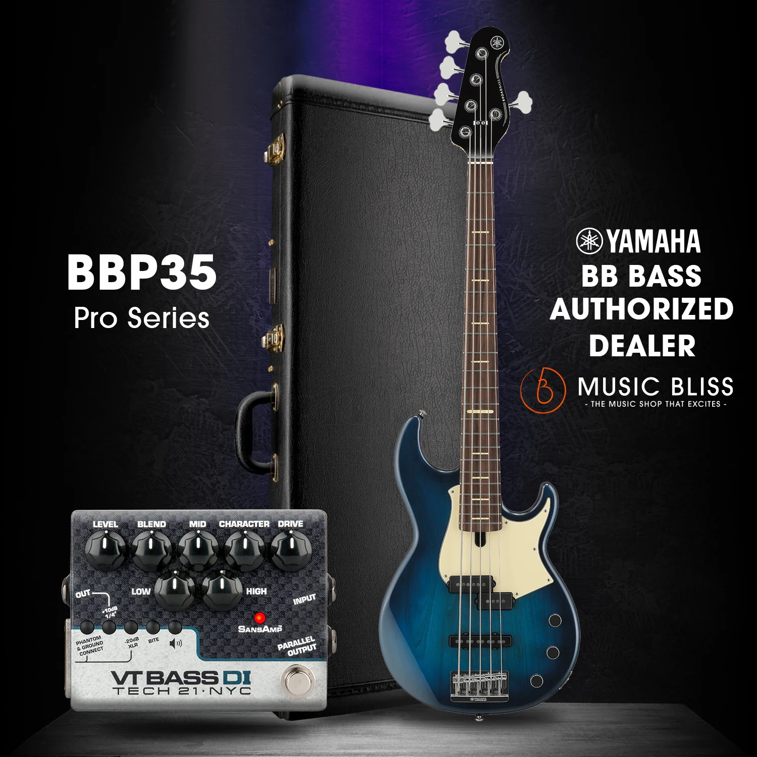 Yamaha BBP35 5-string Electric Bass Guitar - Moonlight Blue - Image 2