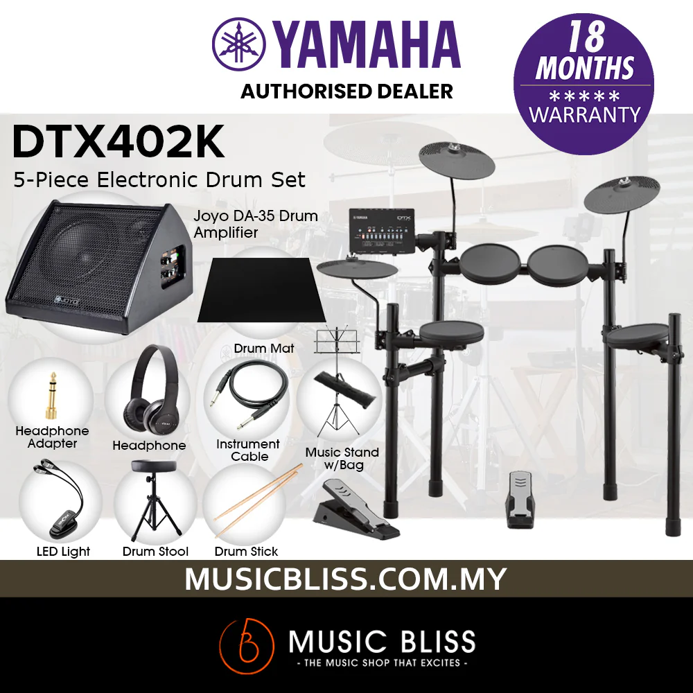 Yamaha Digital Drum DTX402K Electronic Drum Set with Stool and Drumsticks - Image 4