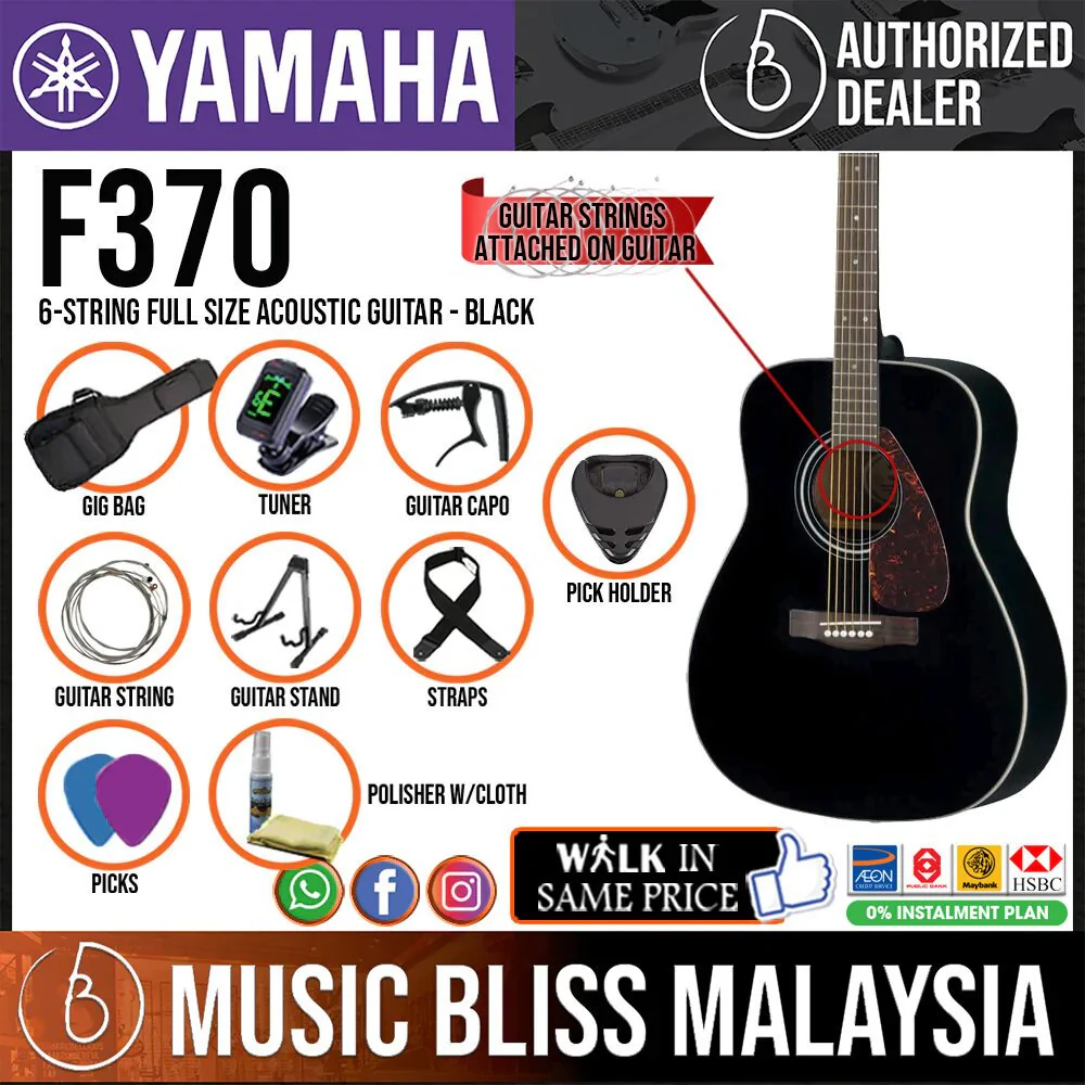 Yamaha F370 Dreadnought Acoustic Guitar With Rosewood Fingerboard - Image 3