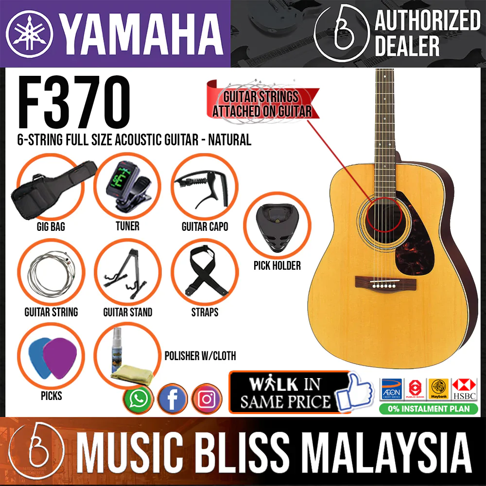 Yamaha F370 Dreadnought Acoustic Guitar With Rosewood Fingerboard - Image 4